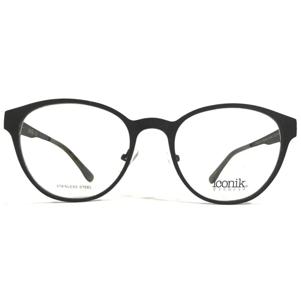 Iconik Eyeglasses Frames Caera C02 Brown Round Full Rim 51-19-140